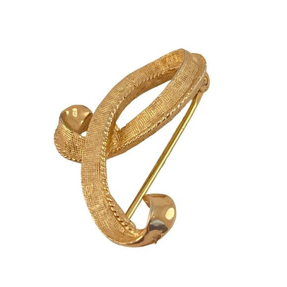 Initial E Pin Brooch Textured Mid Century Vintage - Picture 3 of 5